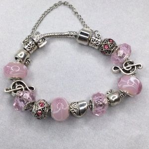 Pink and Silver Charm Bracelet